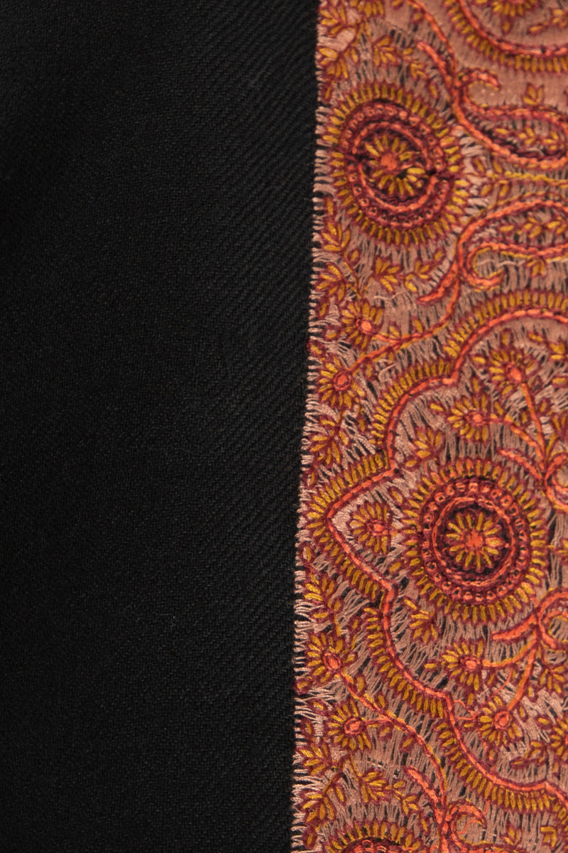Fine Wool Embroidered Black Abaya