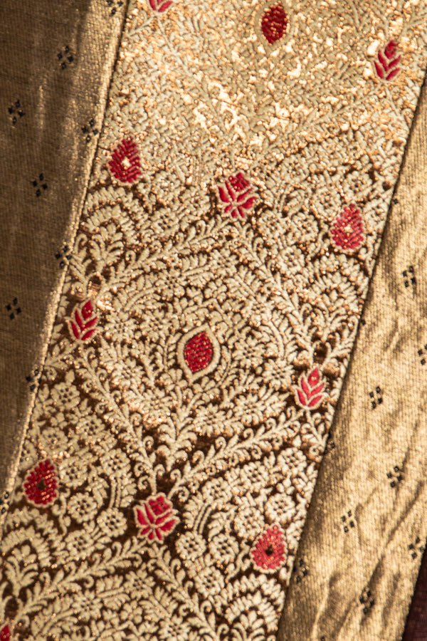 Basma Silk Tussar Burgundy Dress