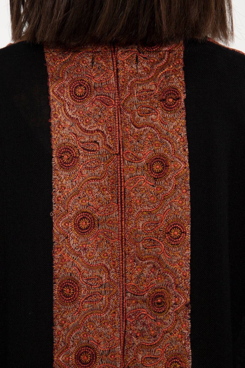 Fine Wool Embroidered Black Abaya