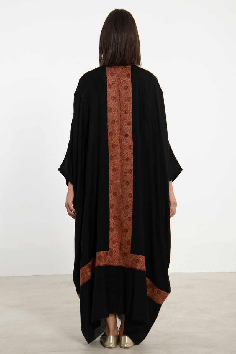 Fine Wool Embroidered Black Abaya