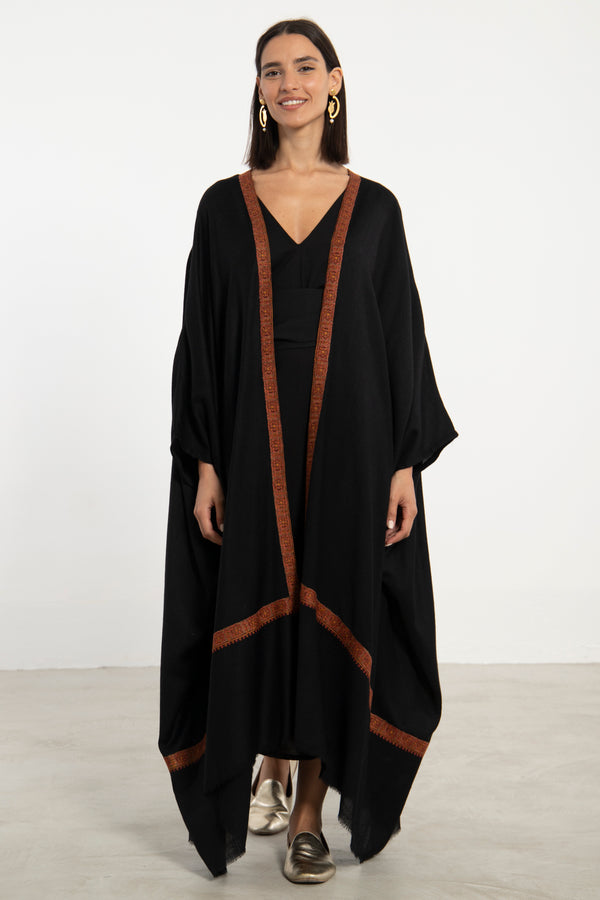 Wool Embroidered Black Abaya