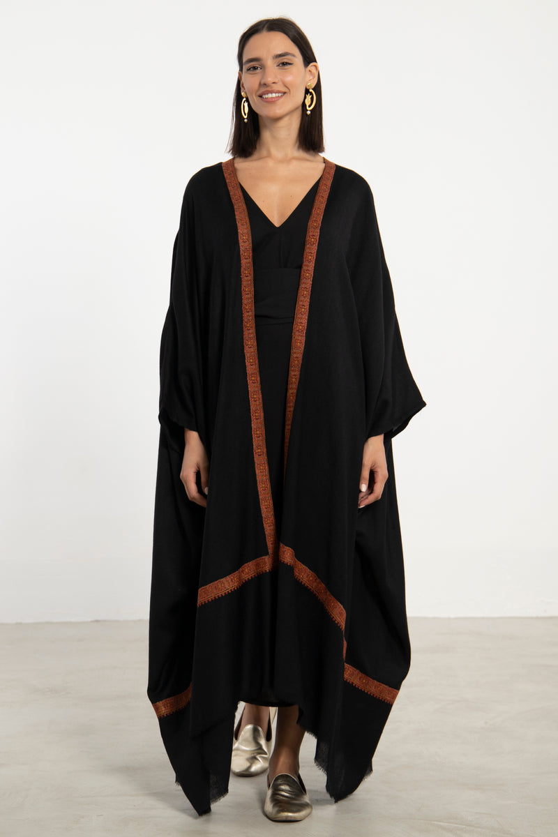 Wool Embroidered Black Abaya