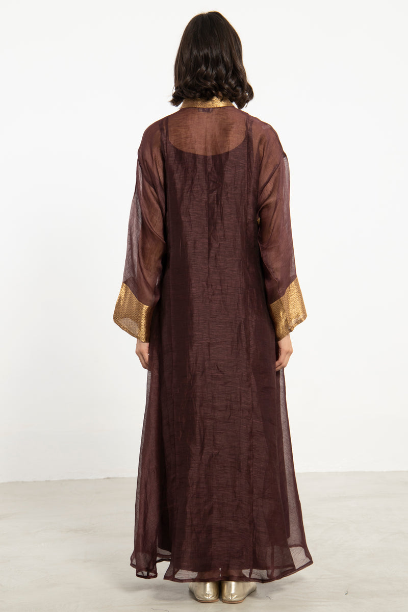 Basma Silk Tussar Burgundy Dress