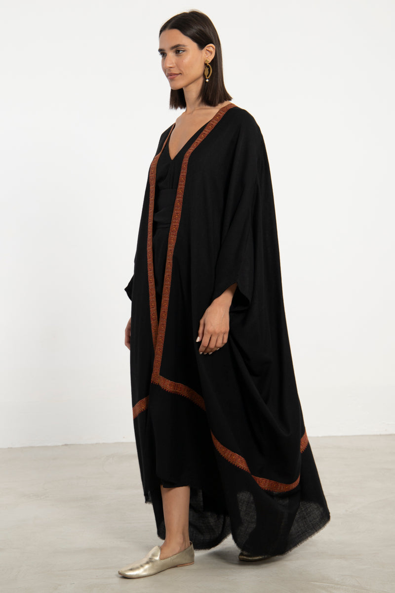 Wool Embroidered Black Abaya