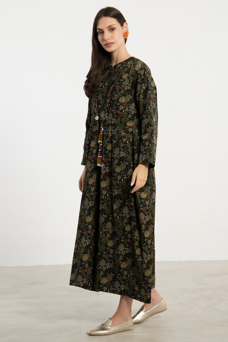 Ihsan Cotton Corduroy Forest Dress