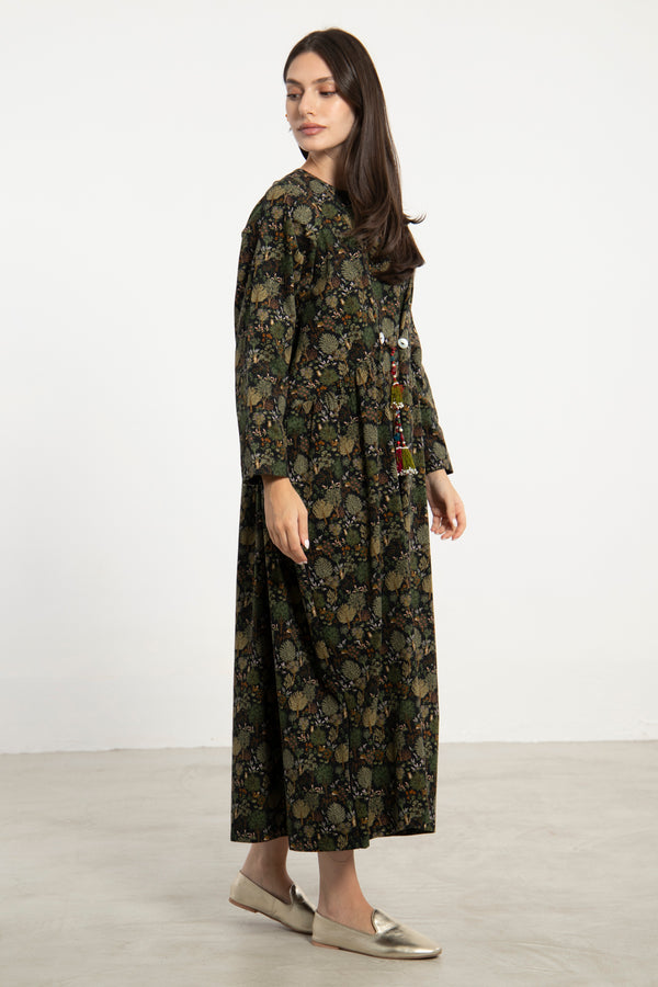 Ihsan Cotton Corduroy Forest Dress