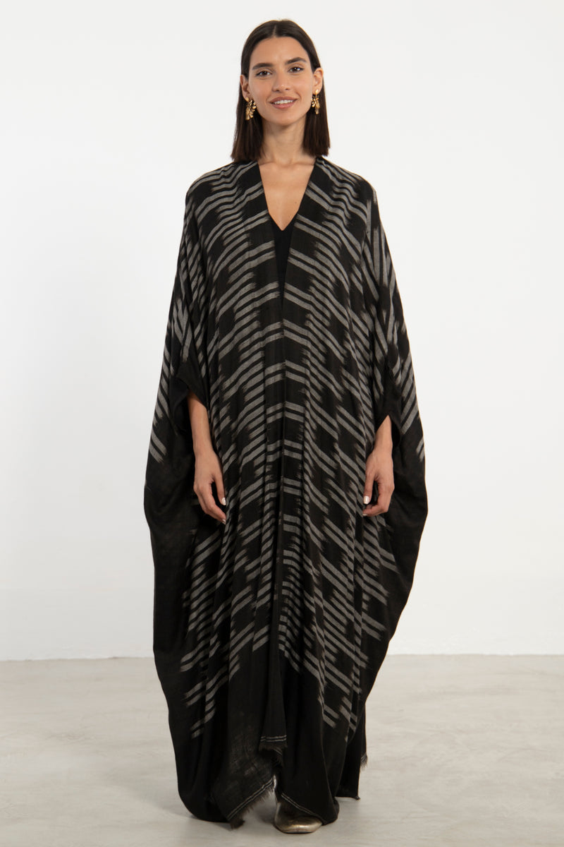 One-Of-A-Kind Cashmere Ikat Black Abaya