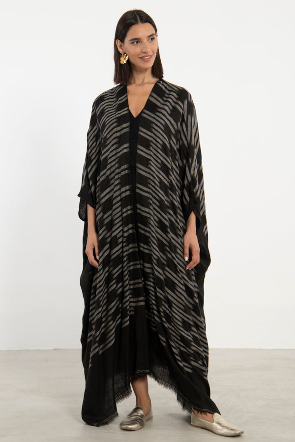 One-Of-A-Kind Cashmere Ikat Black Abaya
