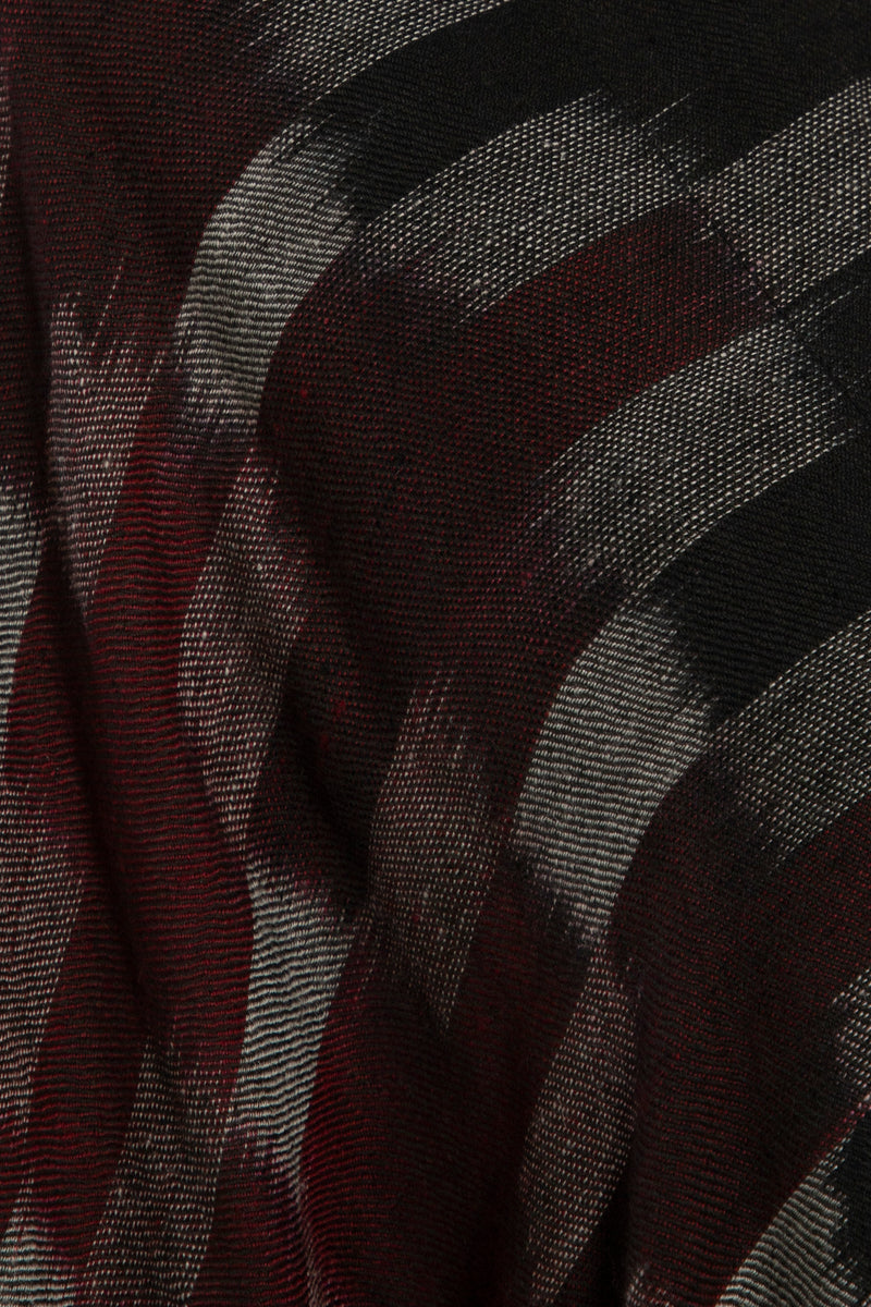One-Of-A-Kind Cashmere Ikat Burgundy Abaya