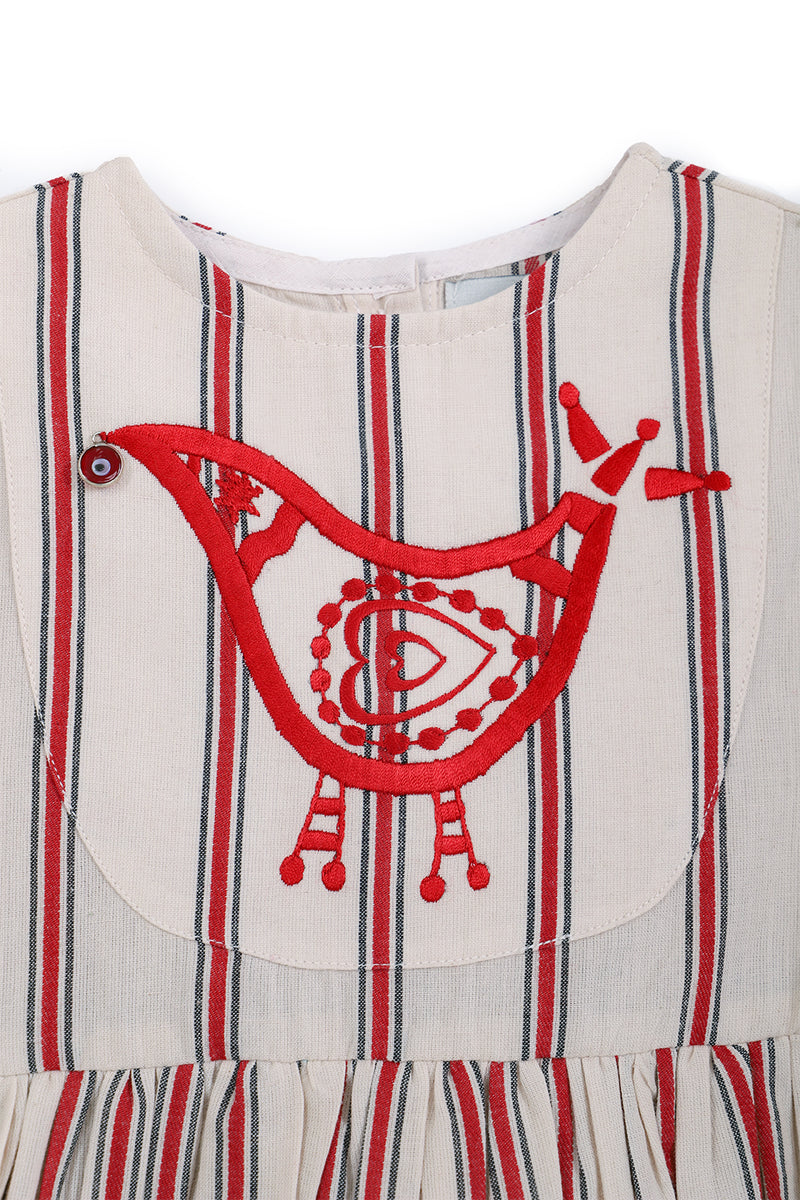 Asfour Cotton Bird Embroidered Dress