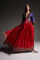 One-Of-A-Kind Sharifa Silk Red & Purple Dress