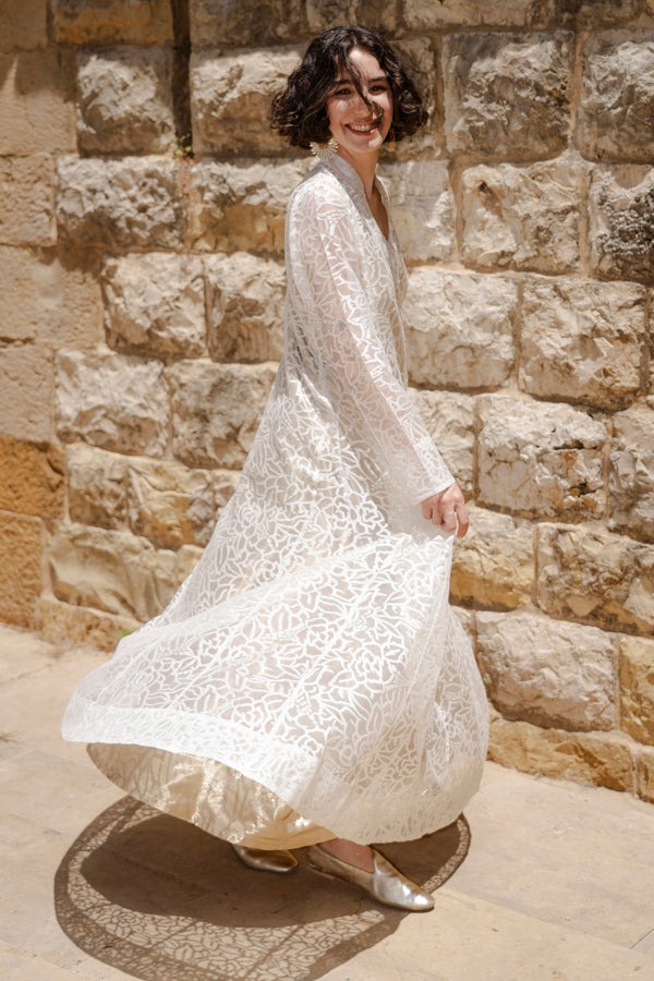 Nusayba Silk Gold & Ivory Dress