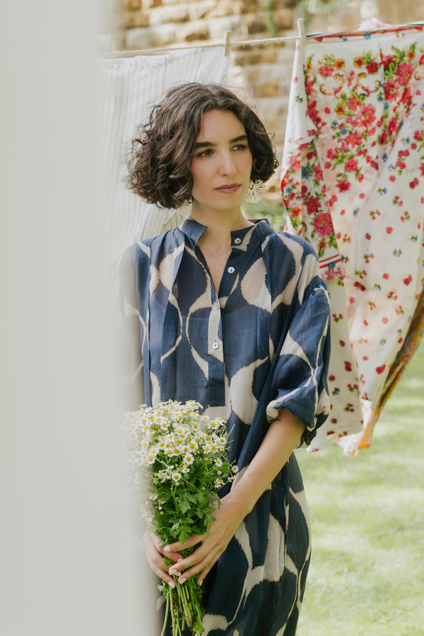 Sidi Cotton Silk Navy Dress