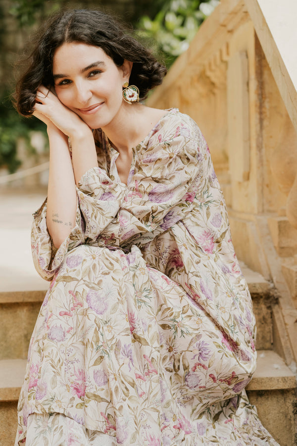 May Silk Crepe Purple Dress