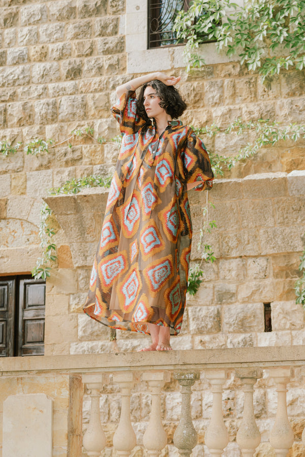 Sidi Jacquard Copper & Silver Dress
