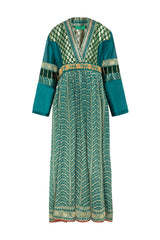 Narimane Silk Green And Gold Dress