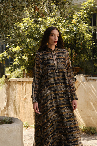Hilal Silk Black & Gold Dress