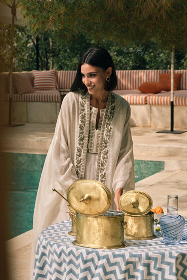 Yafa Linen Hand Stitched White Set