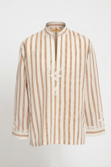 Jerusalem Cotton Ivory & Camel Shirt