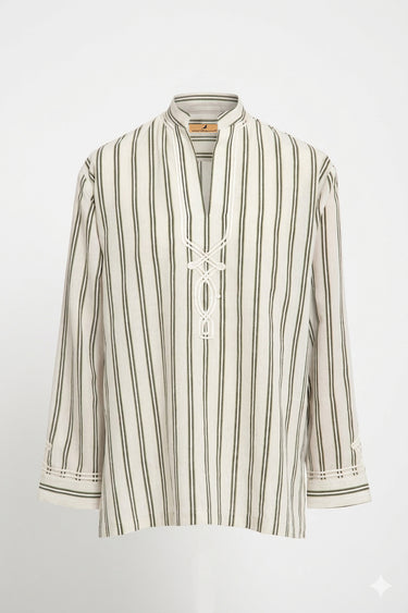 Jerusalem Cotton Ivory & Green Shirt