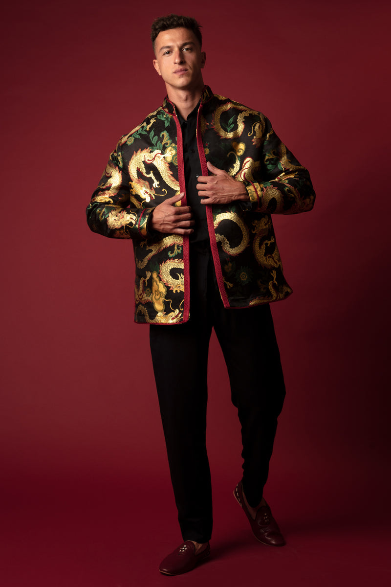 Momo Silk Dragon Black Jacket