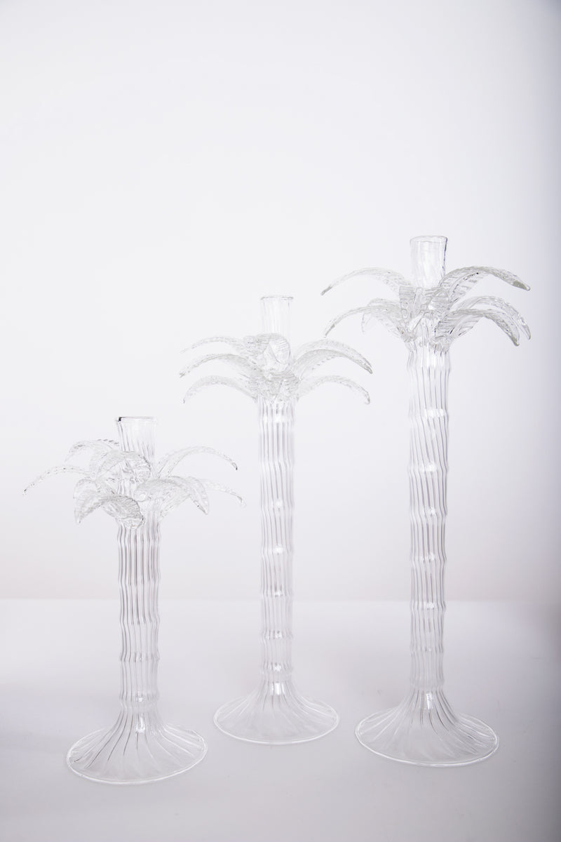 Palm Tree Glass Candleholder