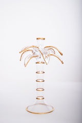 Palm Tree Glass Gold Candleholder