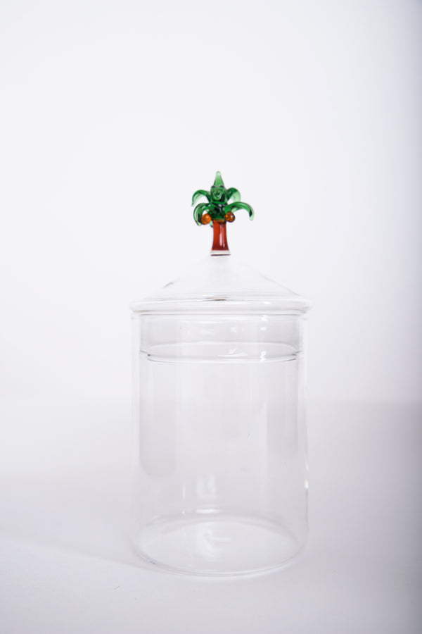 Palm Tree Glass Jar