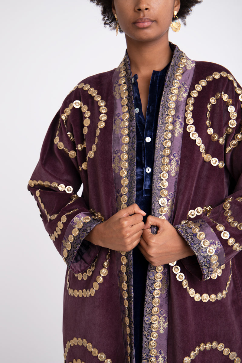 Sultan Velvet Purple Coat