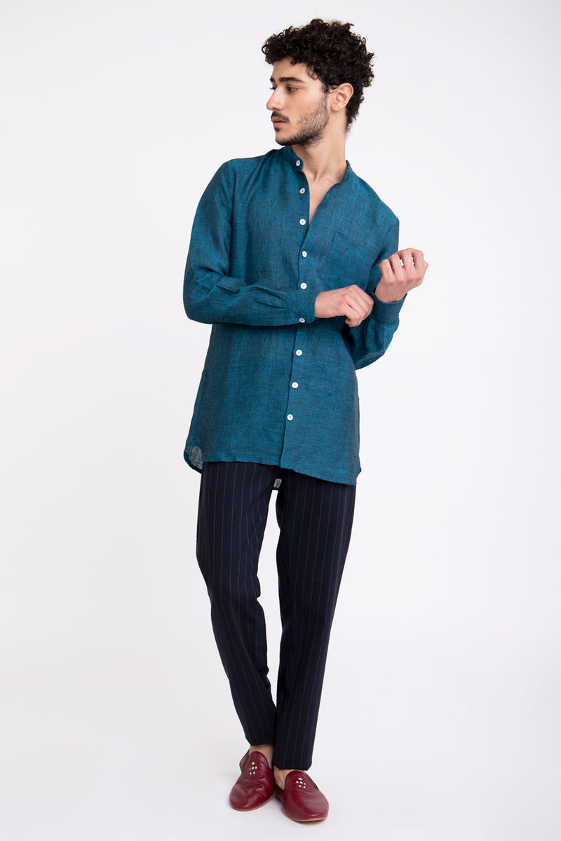 Philippe Linen Blue Shirt