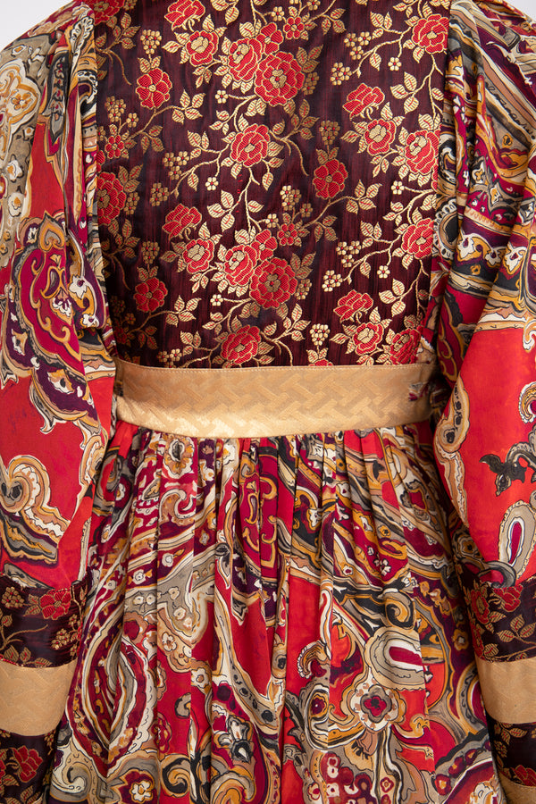 Linda Silk Red & Gold Dress