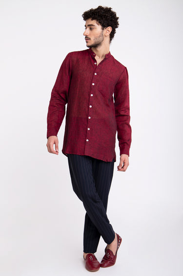 Philippe Linen Burgundy Shirt