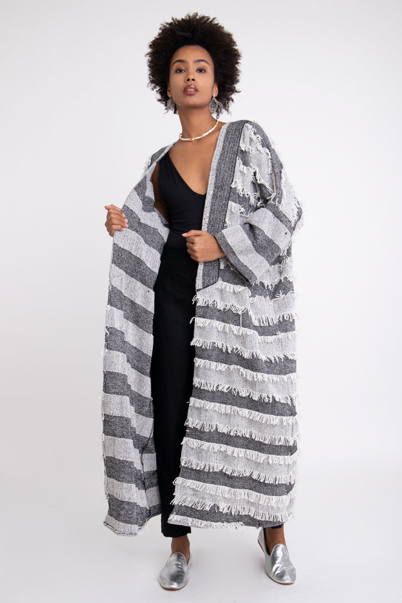 Mona Jacquard Fringes Abaya