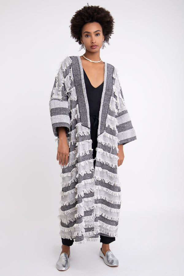 Mona Jacquard Fringes Abaya