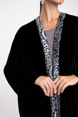 Kim Velvet Black and Silver Abaya