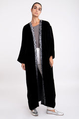 Kim Velvet Black and Silver Abaya