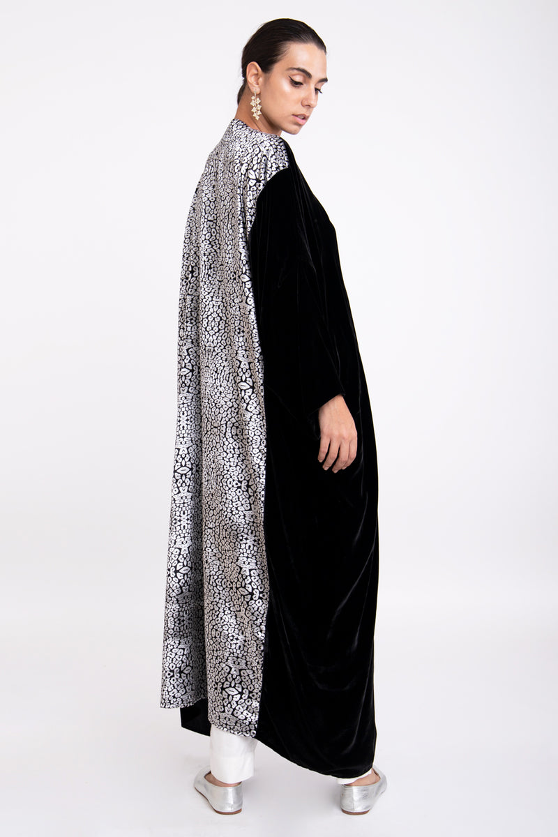 Kim Velvet Black and Silver Abaya