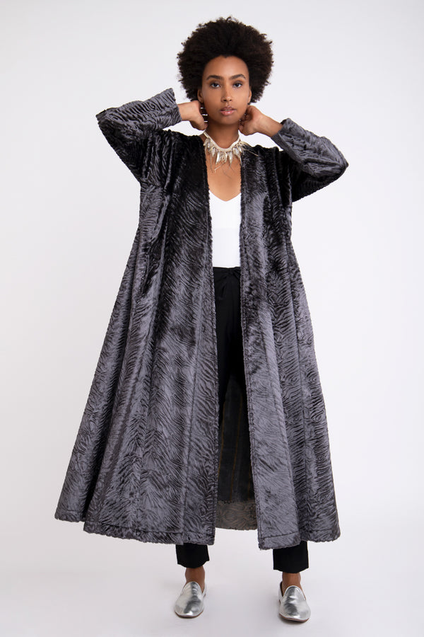 Malaki Velvet Fur Grey Coat