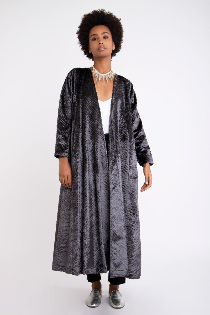 Malaki Velvet Fur Grey Coat
