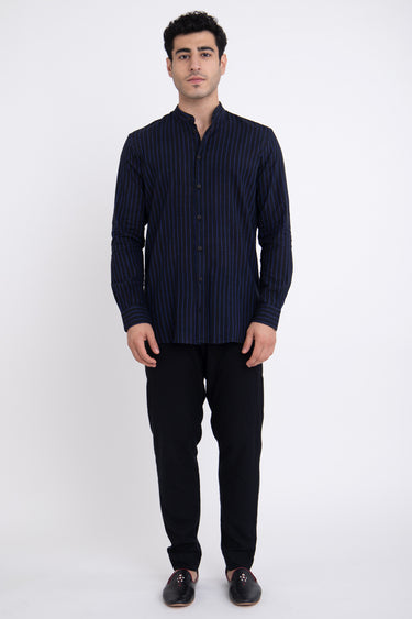 Philippe Muslin Black & Blue Shirt