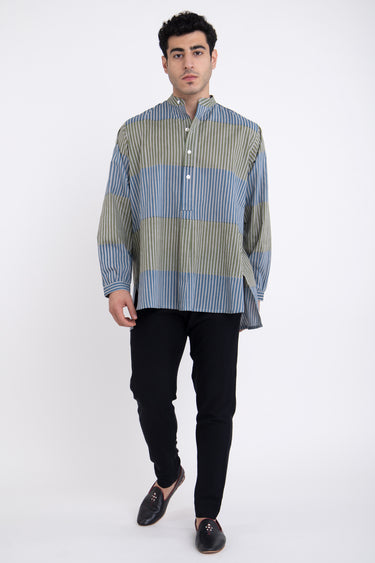 Cloche Cotton Green & Blue Shirt