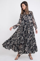 Louna Cotton Chiffon Black Dress