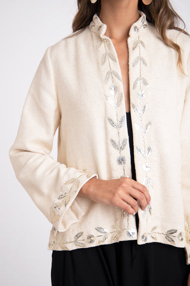 Salma Silk Ecru Tareq Jacket