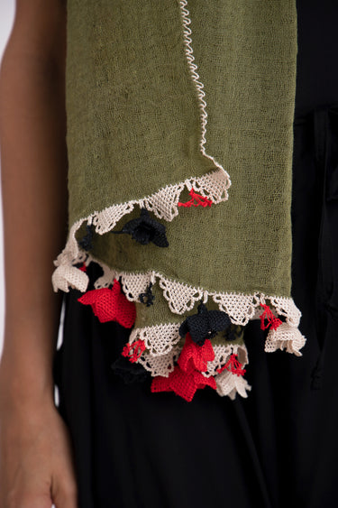 Najaf Crochet Green Scarf