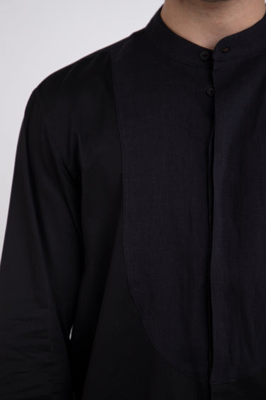 Gaby Cotton Linen Black Shirt