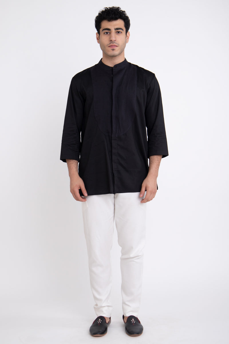 Gaby Cotton Linen Black Shirt