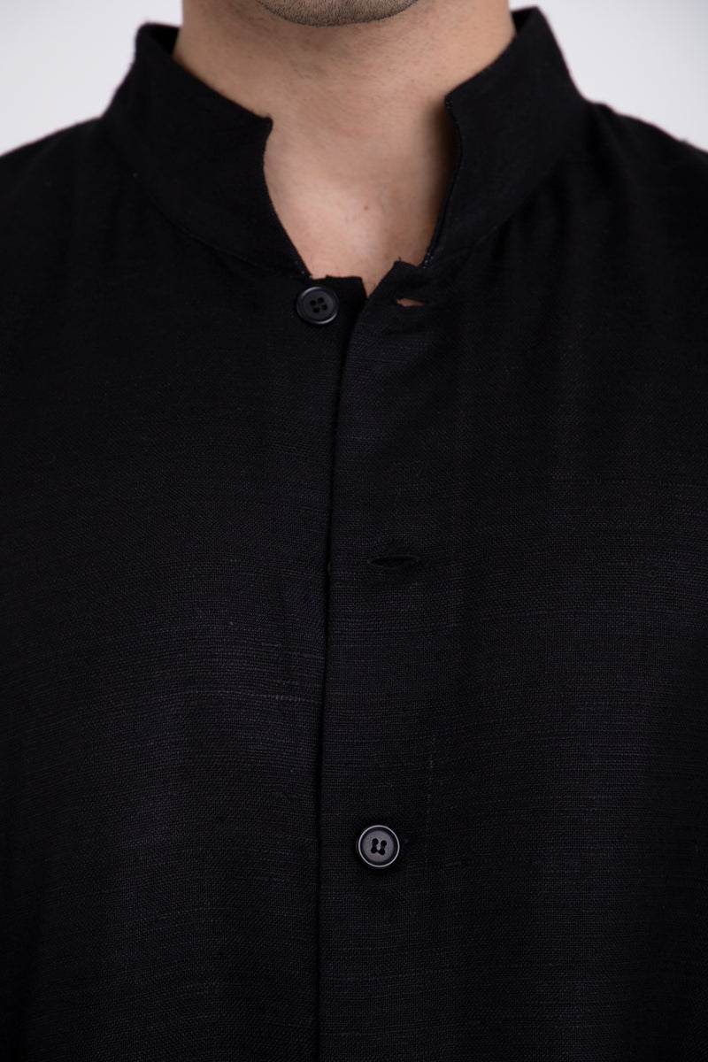 Rawad Cotton Silk Black Shirt