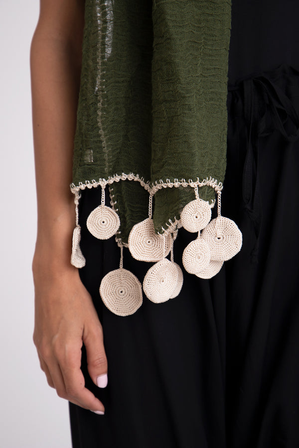 Najaf Crochet Green Scarf
