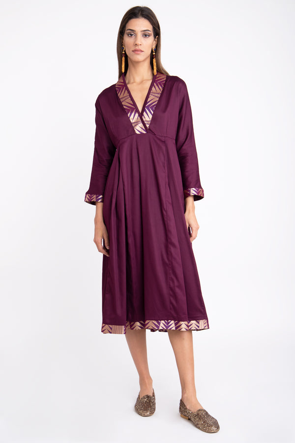 Moudy Cotton Burgundy Dress