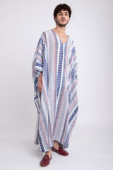 Fahed Cotton Printed Blue Jellaba